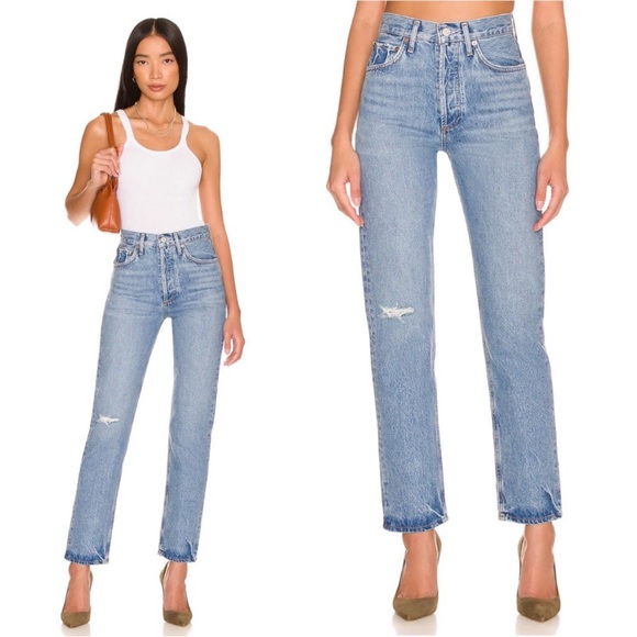 Agolde Denim - AGOLDE 90s Pinch Waist Denim Jeans in Abstract Blue  30